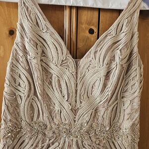 Montage by Mon Cheri Champagne Embellished Gown